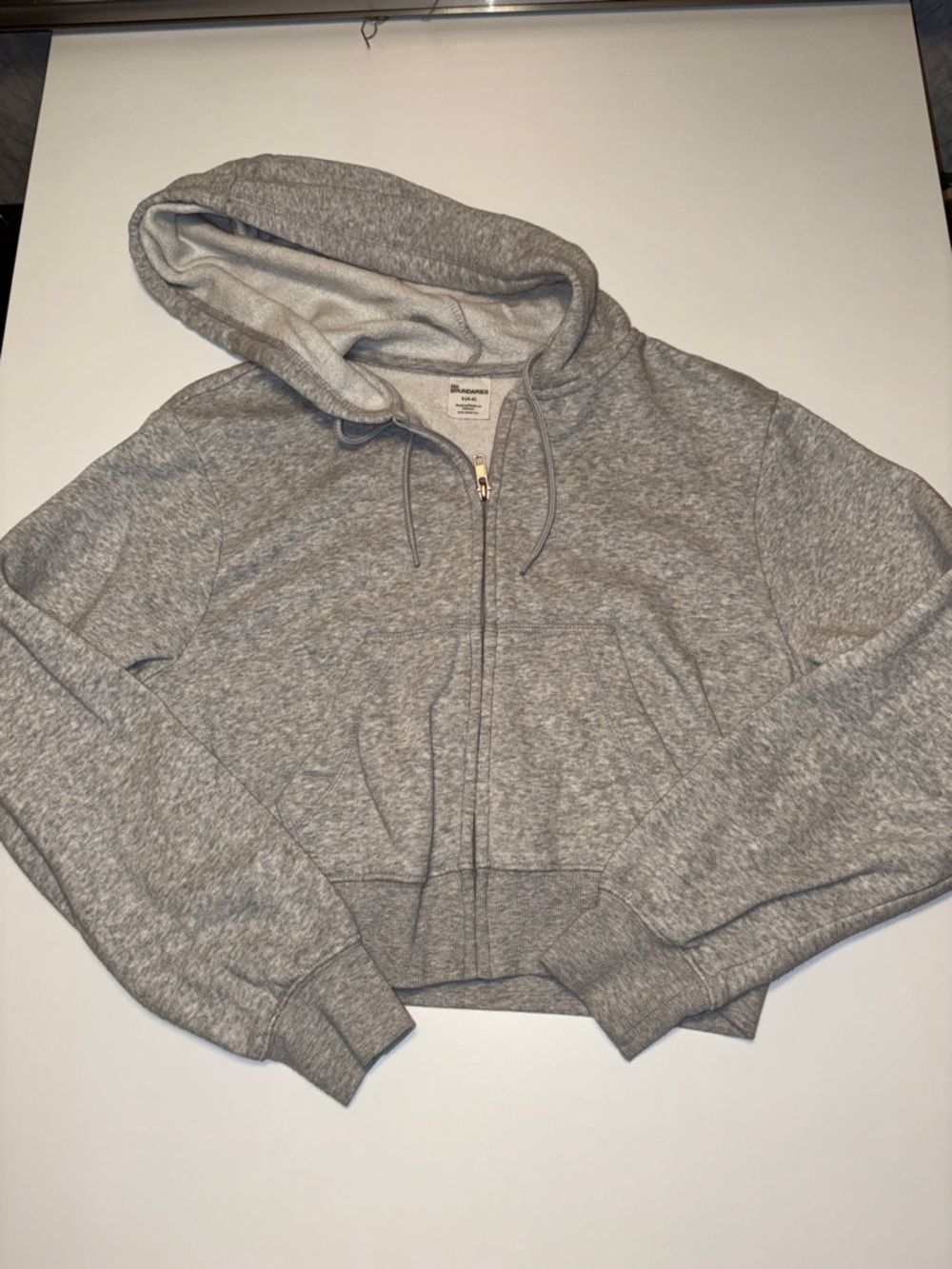 Grey Zip-Up Cropped Hooded